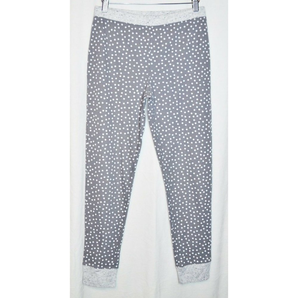 Jenni Intimates Thermal Leggings Pajama Bottoms Gray/White Polka Dot Size S